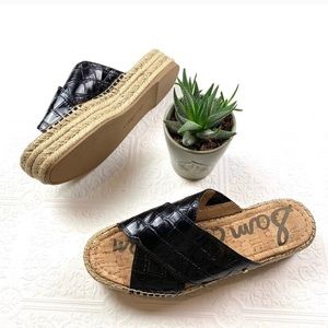 Sam Edelman Black Leather Espadrilles SZ 9.5